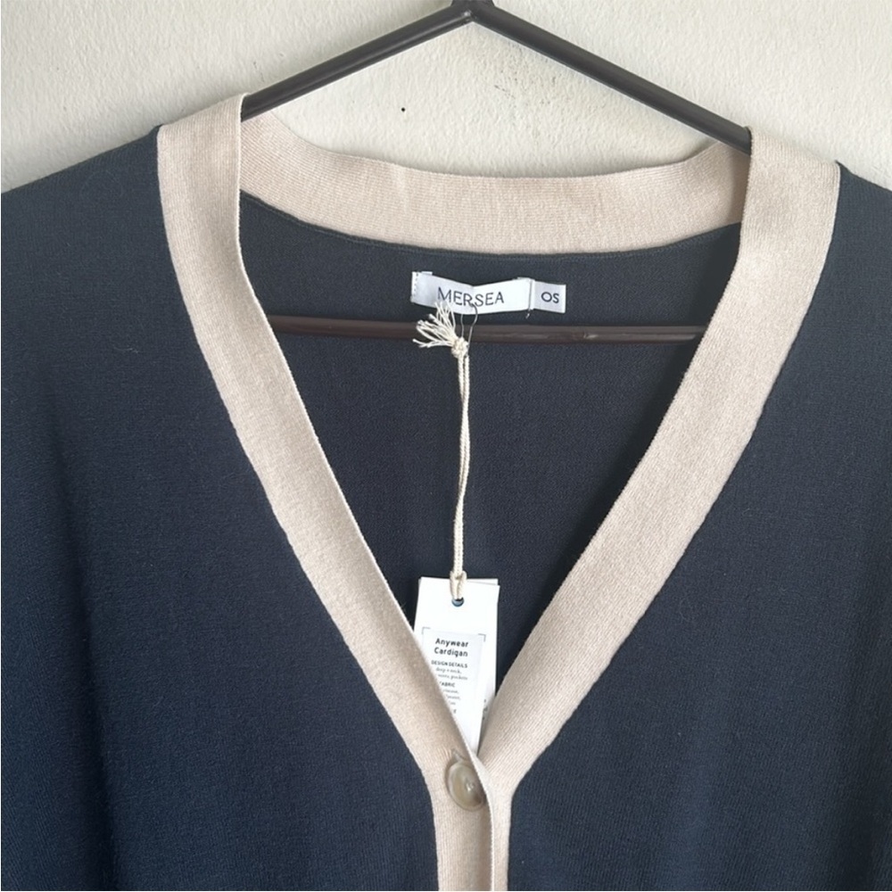 MERSEA The Anywhere Navy Cardigan One Size NWT - Picture 4 of 13